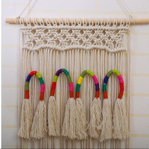 Macrame Boho Wall Art Rainbow Wall Hanging - Picture 3 of 3